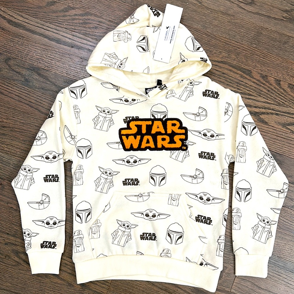 NWT Boys Star Wars Baby Yoda Print Hoodie Sweatshirt 5/6